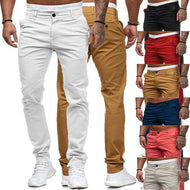 Men's slim-fit cotton stretch chinos with a medium rise and comfort waistband Mune Fashion