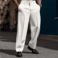 Men's Classic Suit Trousers with High Waistband and Wide Legs Mune