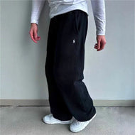 Men's Loose Baggy Sweatpants with Elastic Waistband and Embroidered Logo Mune Fashion