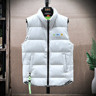 Men's padded quilted vest with high stand-up collar and drawstring hem Mune Fashion