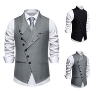 Men's Elegant Suit Vest with Asymmetric Collar and Modern Accents Mune