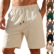 Men's Chino-inspired Relax Shorts with pleats, elastic drawstring and side pockets Mune Fashion