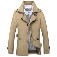 Men's short trench coat with shoulder patches, waist belt and striped lining Mune Fashion