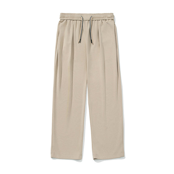 Unisex Wide Palazzo Leisure Pants with Elastic Waistband, Drawstring and Front Creases Mune Fashion