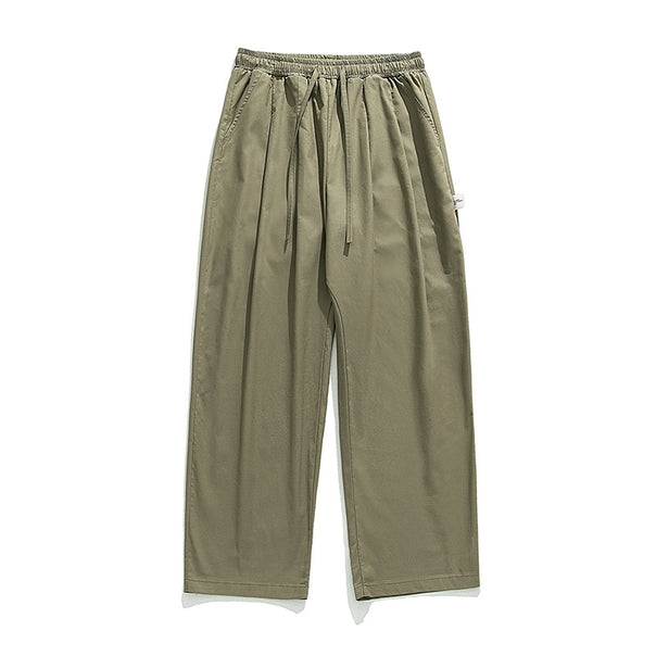 Unisex Wide Casual Pants with Pleats, Elastic Drawstring Waistband and Straight Leg Mune Fashion