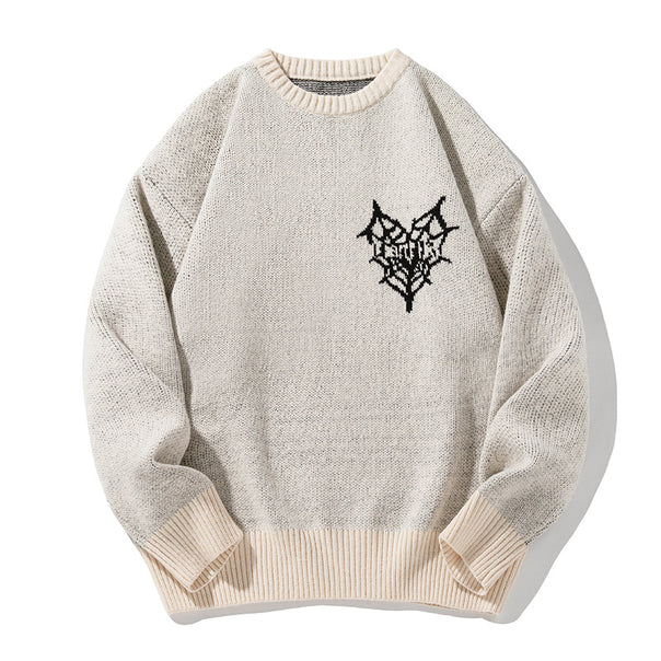 Unisex Oversize Knit Sweater with Logo Intarsia, Round Neck and Ribbed Cuffs Mune Fashion