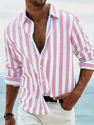 Men Striped Button Down Casual Shirt