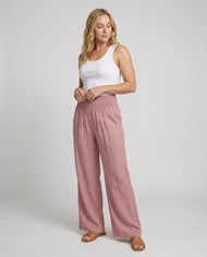 Women's airy linen pants with elastic waistband and wide cut Mune Fashion