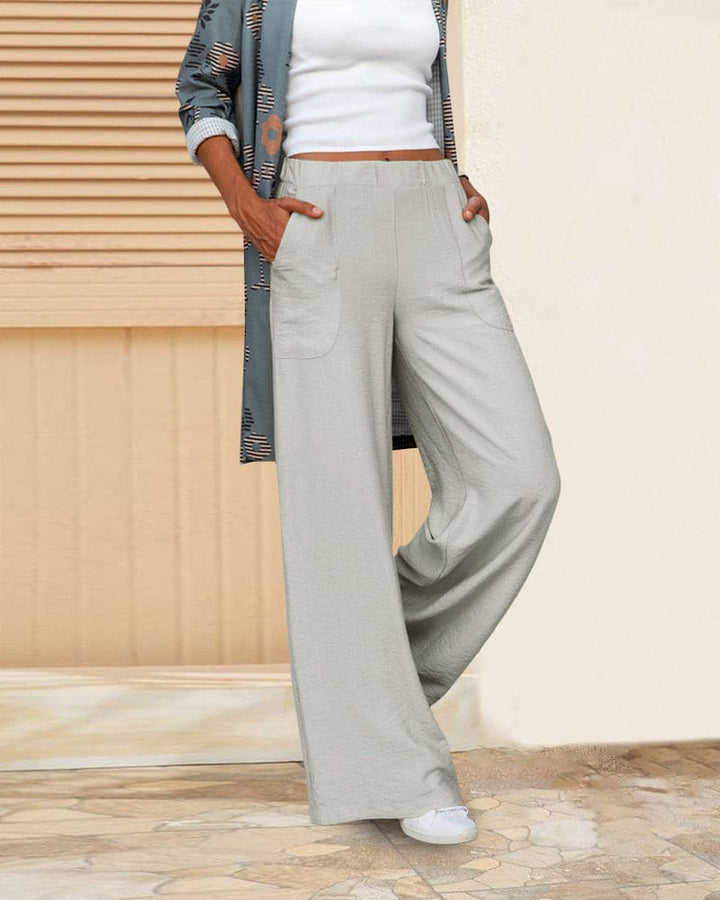 Mune | Soft Casual Wide Pants with Elastic Waistband and Pockets