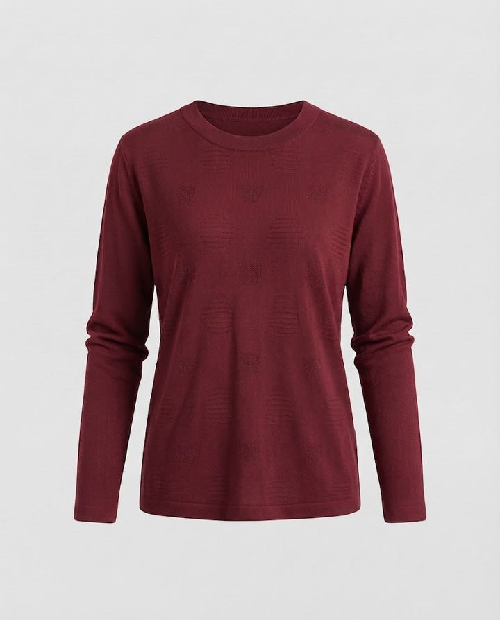 Women Fine Crew Neck Fine Knit Sweater with Slightly Dropped Shoulder and Fluid Silhouette Mune Fashion