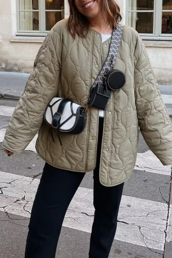 Mune | Color Loose Round Neck Padded Jacket