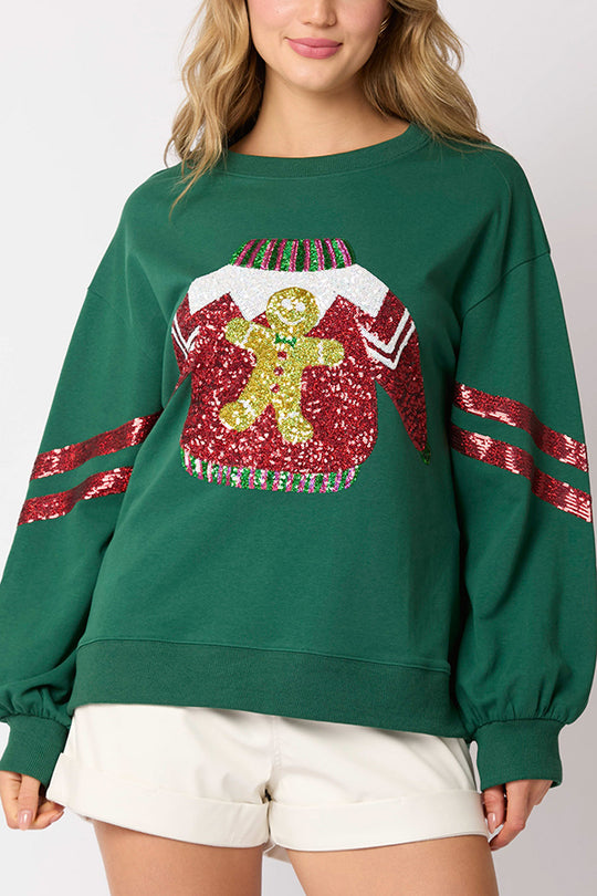 Mune | Christmas Sequin Crew Neck Casual Sweatshirt