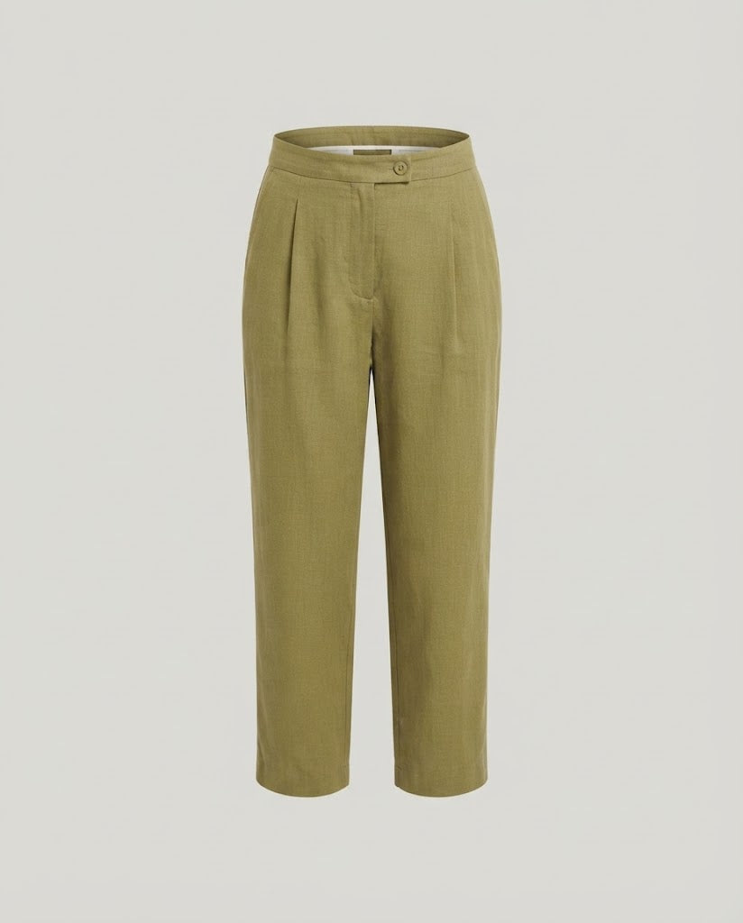 Women's High-Waist Culotte Pants with Wide Leg and Pleat Mune Fashion