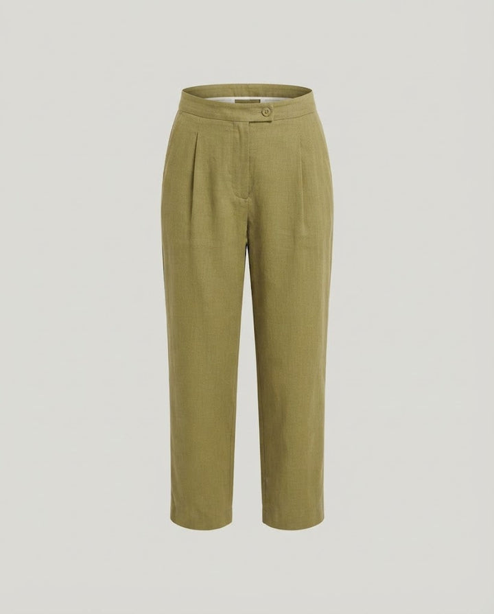 Women's High-Waist Culotte Pants with Wide Leg and Pleat Mune Fashion