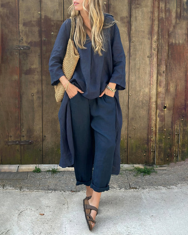 Women’s Relaxed Long Tunic and Pant Set
