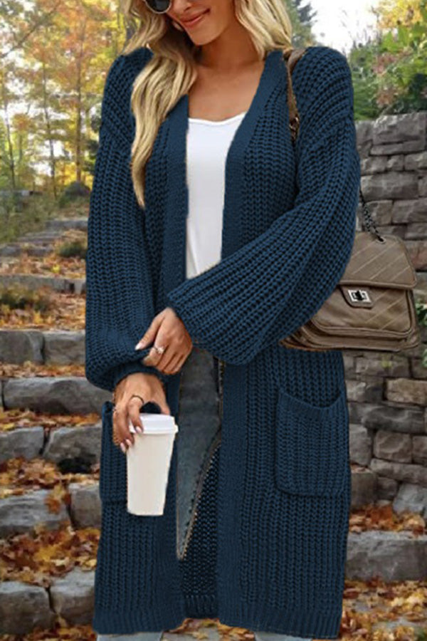 Mune | Length Loose Oversized Double Pocket Cardigan Sweater Jacket