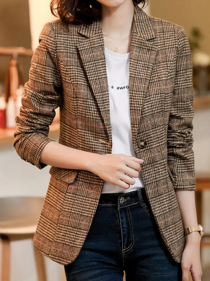 Mune | Checkered Blazer with Lapels and One Button
