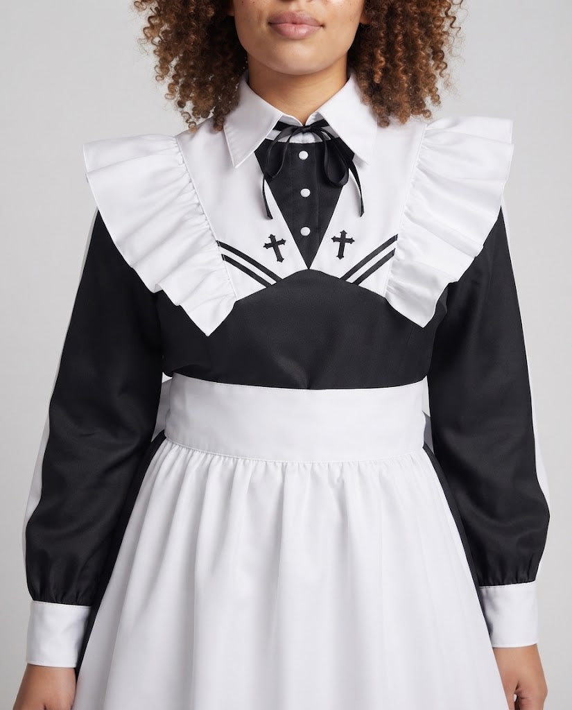 Women's costume dress with ruffle details and elegant accessories Mune Fashion