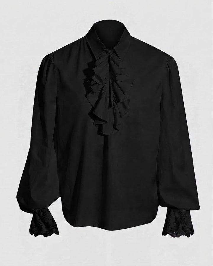 Women Ruffled Blouse with Elegant Collar Area Mune Fashion