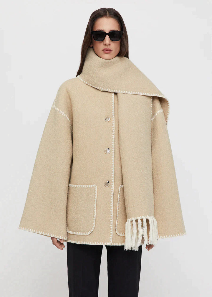 Elegant Scarf Jacket Women Warm