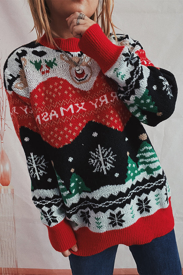 Mune | Christmas Pattern Knitted Round Neck Long Sleeve Sweater