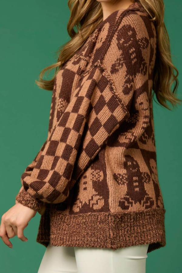 Mune | Christmas Gingerbread Man Crew Neck Long Sleeve Loose Knit Sweater
