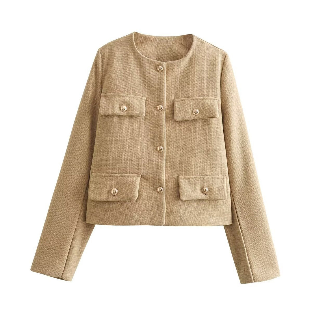 Mune | Neck Solid Color Single-Breasted Jacket