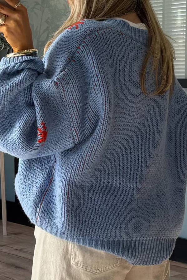 Mune | Christmas Knit Boots Round Neck Long Sleeve Sweater
