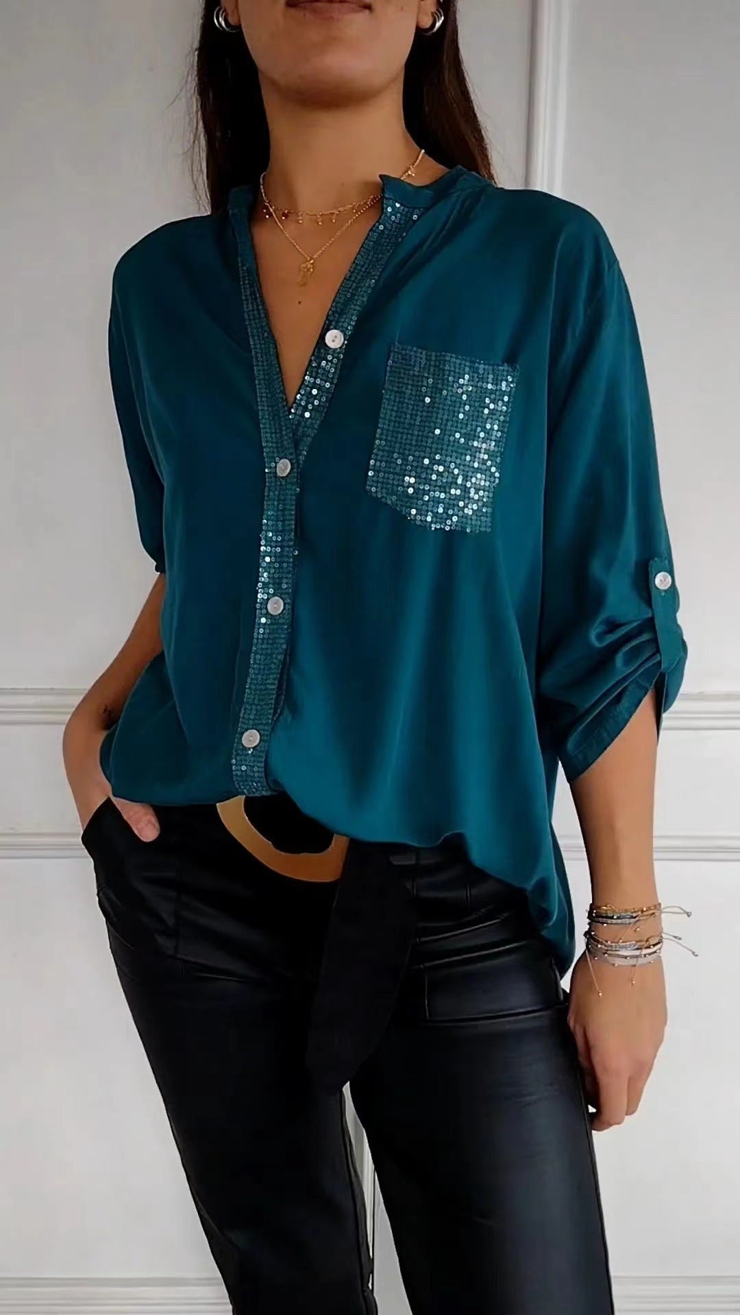 Mune | Glitter Blouse with Sequin Pocket