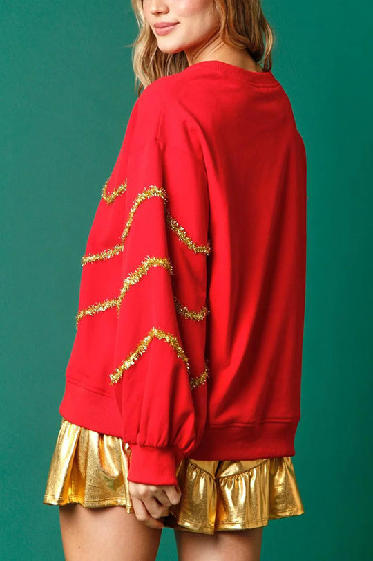 Mune | Christmas Tree Sequins Long Sleeve Loose Sweatshirt