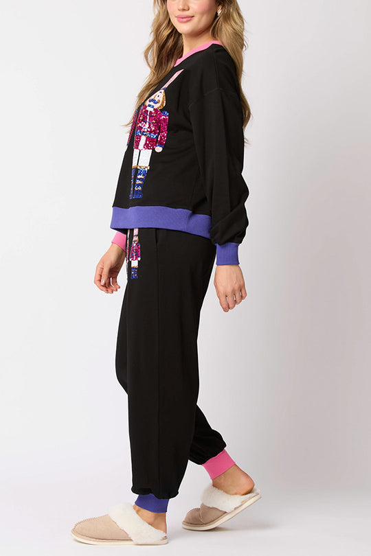 Mune | Santa Sequins Leisure Sweatshirt and Elastic Waist Loose Pocket Pants Set