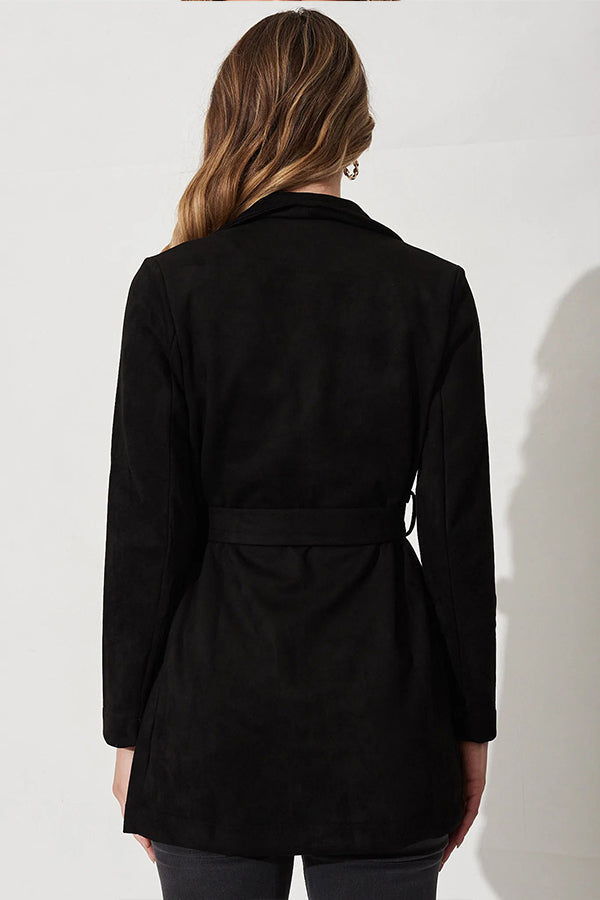 Mune | Color Suit Cardigan Large Lapel Suede Long Sleeve Jacket