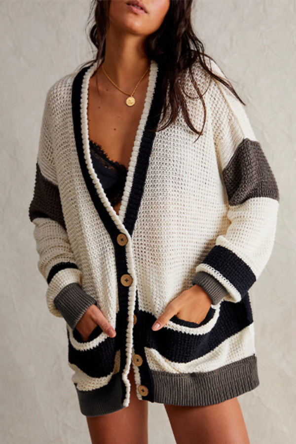 Mune | Jacket Oversized Pocket Colorblock Cardigan Pullover