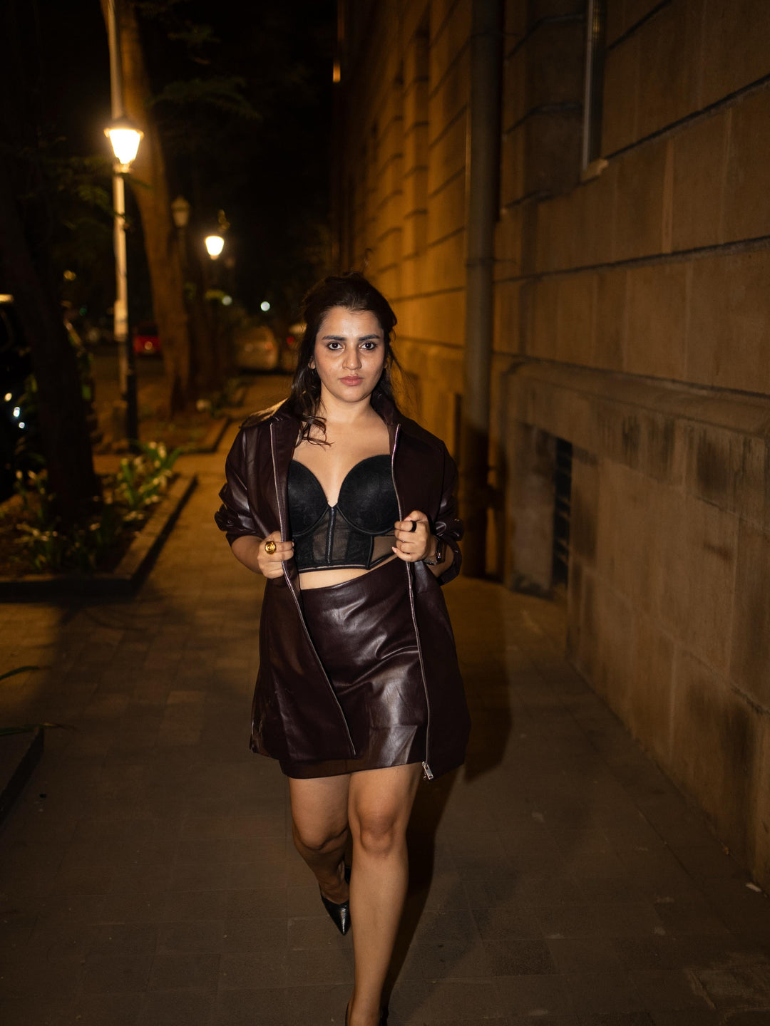 Mune | Long Coat & Short Skirt Cord Set