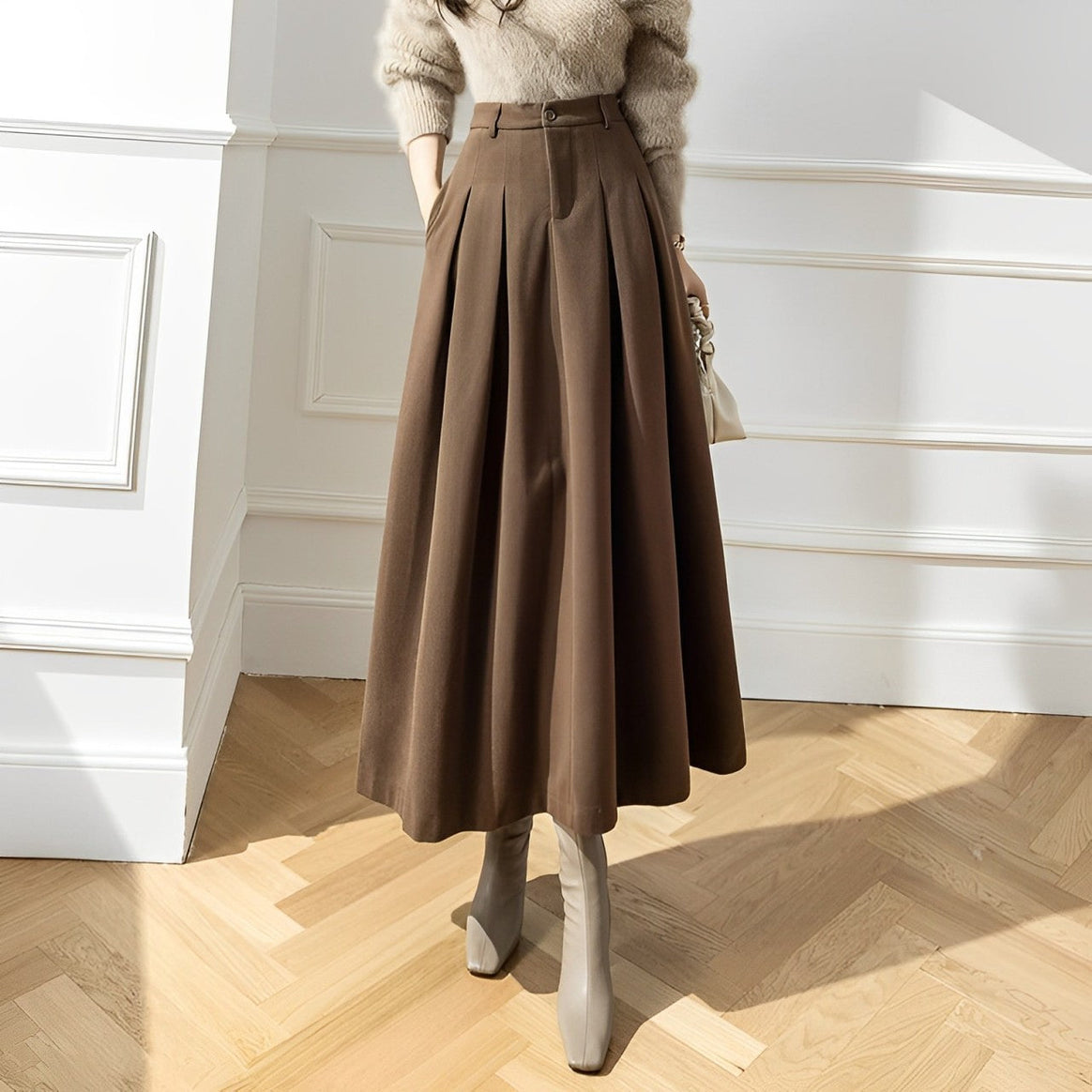 Mune | Skirt with high waist and pleats made of wool