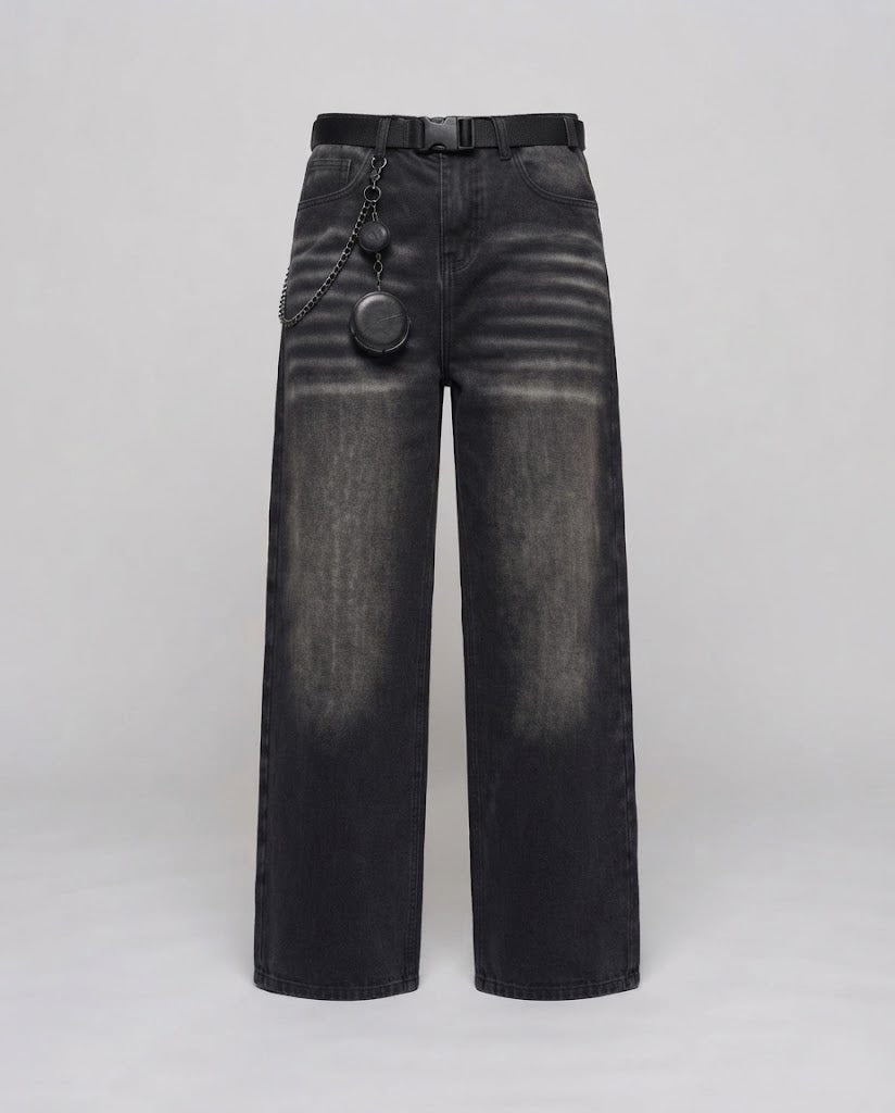 Women Wide-Cut Jeans with Extravagant Applications Mune Fashion