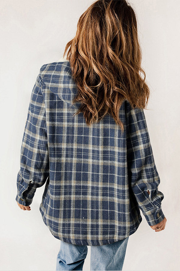 Mune | Button Sherpa Lined Hooded Flannel Jacket