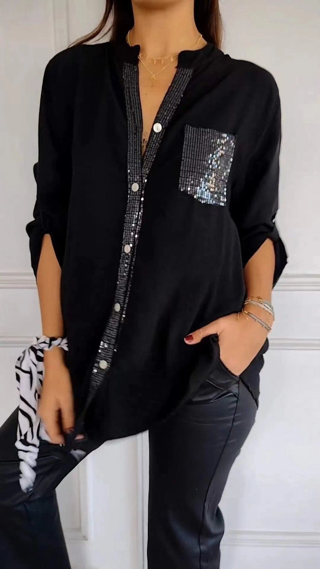 Mune | Glitter Blouse with Sequin Pocket