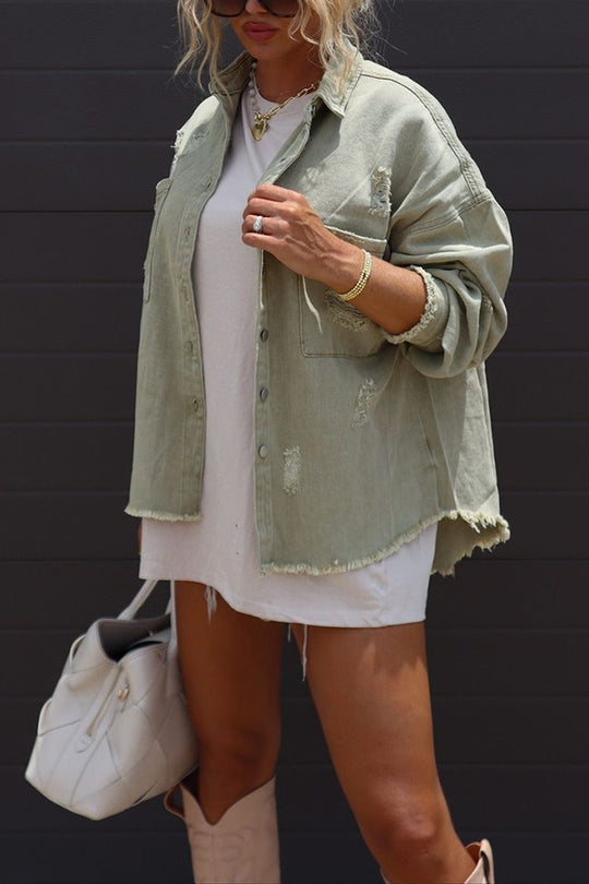 Mune | Revers Long Sleeve Ripped Denim Jacket