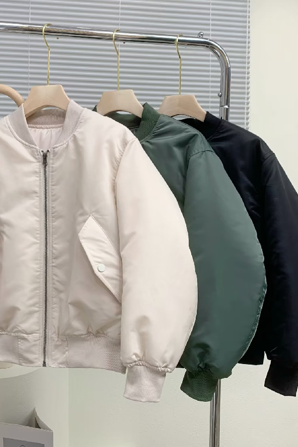 Mune | Collar Thickened One-Sided Flight Jacket Baseball Jacket
