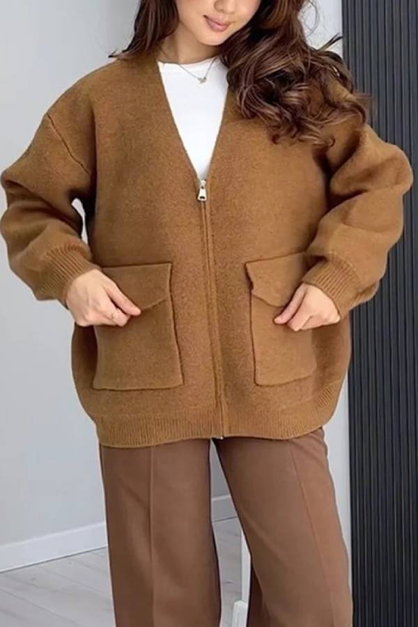 Mune | Color Versatile V-Neck Pocket Sweater Jacket