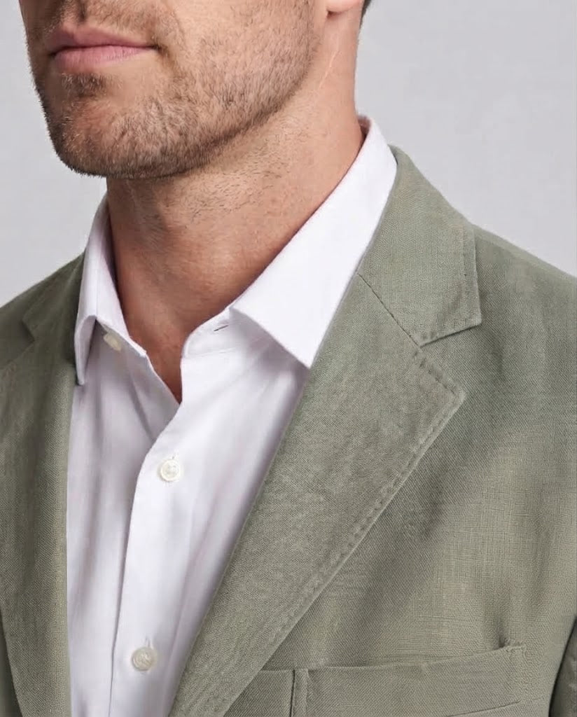Men's Light Linen Blazer with Textured Look and Tailored Silhouette Mune Fashion