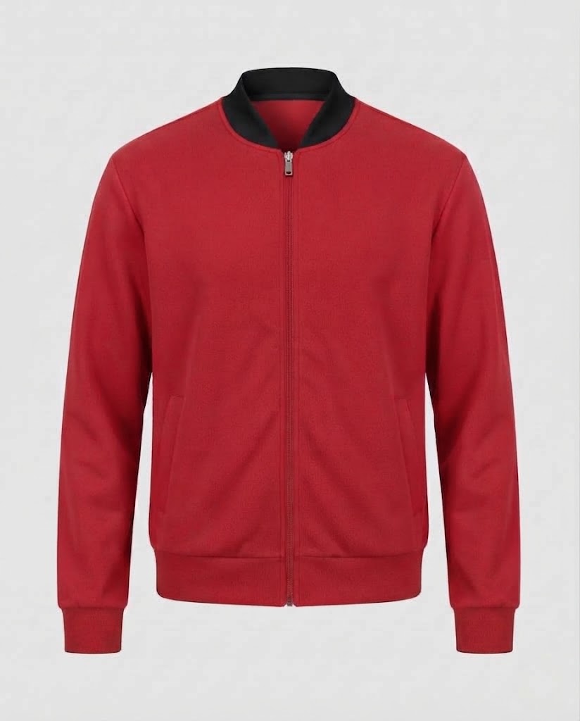 Men's Cotton Blend Bomber Sweat Jacket with Full Zip and Side Pockets Mune Fashion