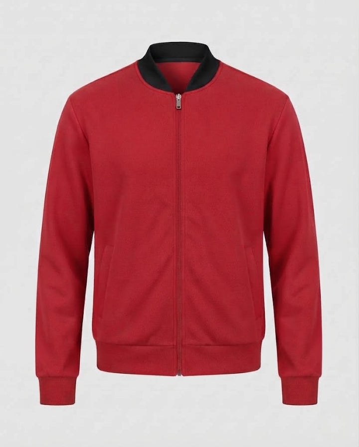 Men's Cotton Blend Bomber Sweat Jacket with Full Zip and Side Pockets Mune Fashion