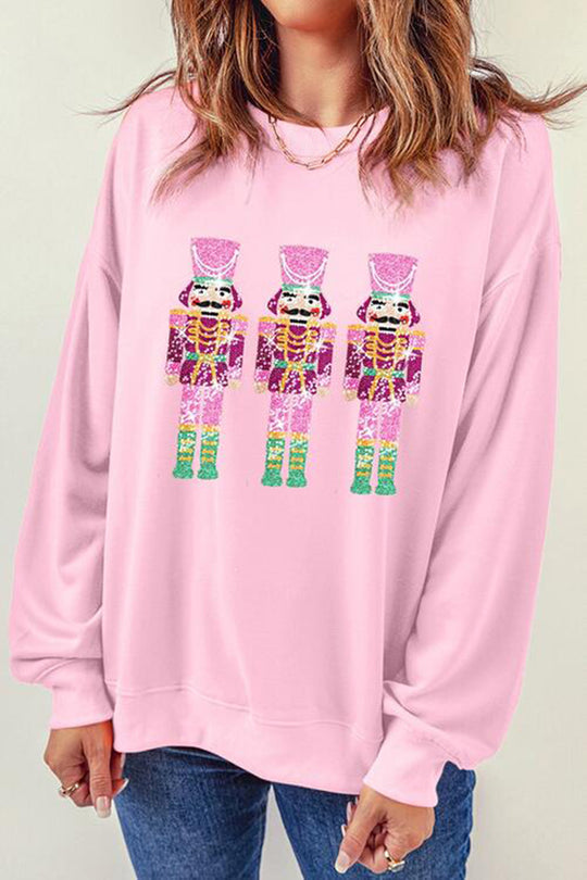 Mune | Christmas Casual Loose Round Neck Sequin Sleeve Sweatshirt