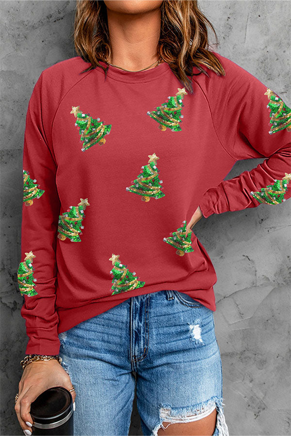 Mune | Sequined Christmas Graphic Pullover Sweatshirt