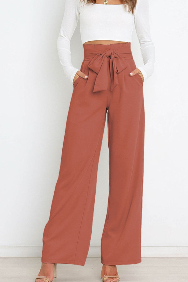 Mune Fashion | High Waist Paperbag Pants with Bow Detail