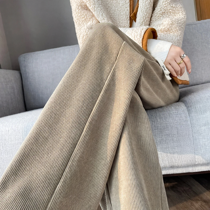 Women's wide-leg corduroy pants, lined
