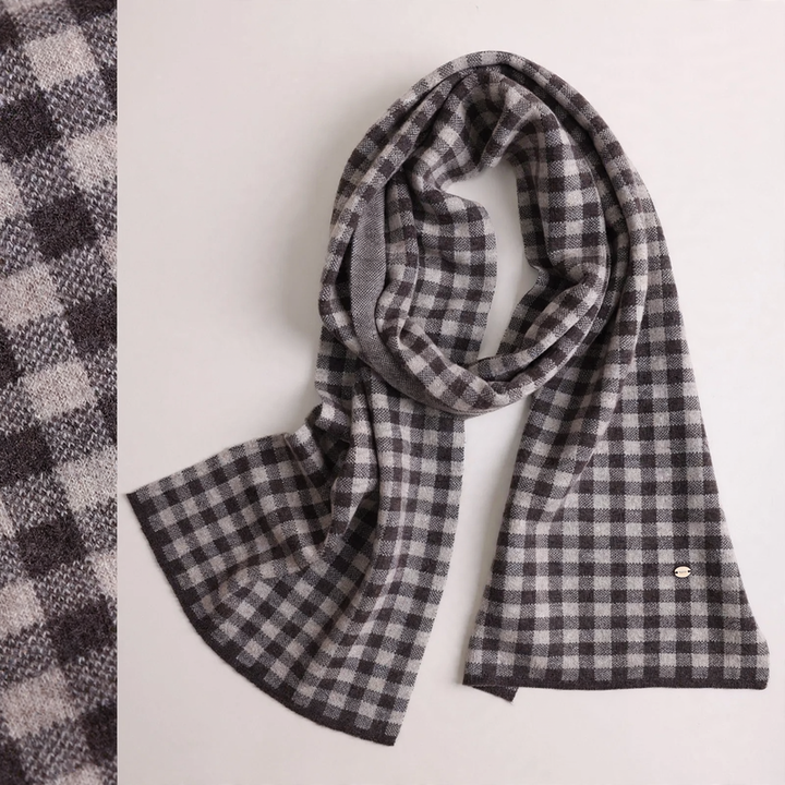 Merino wool scarf, checked, 100% wool