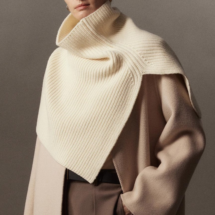Merino wool shawl collars with slit